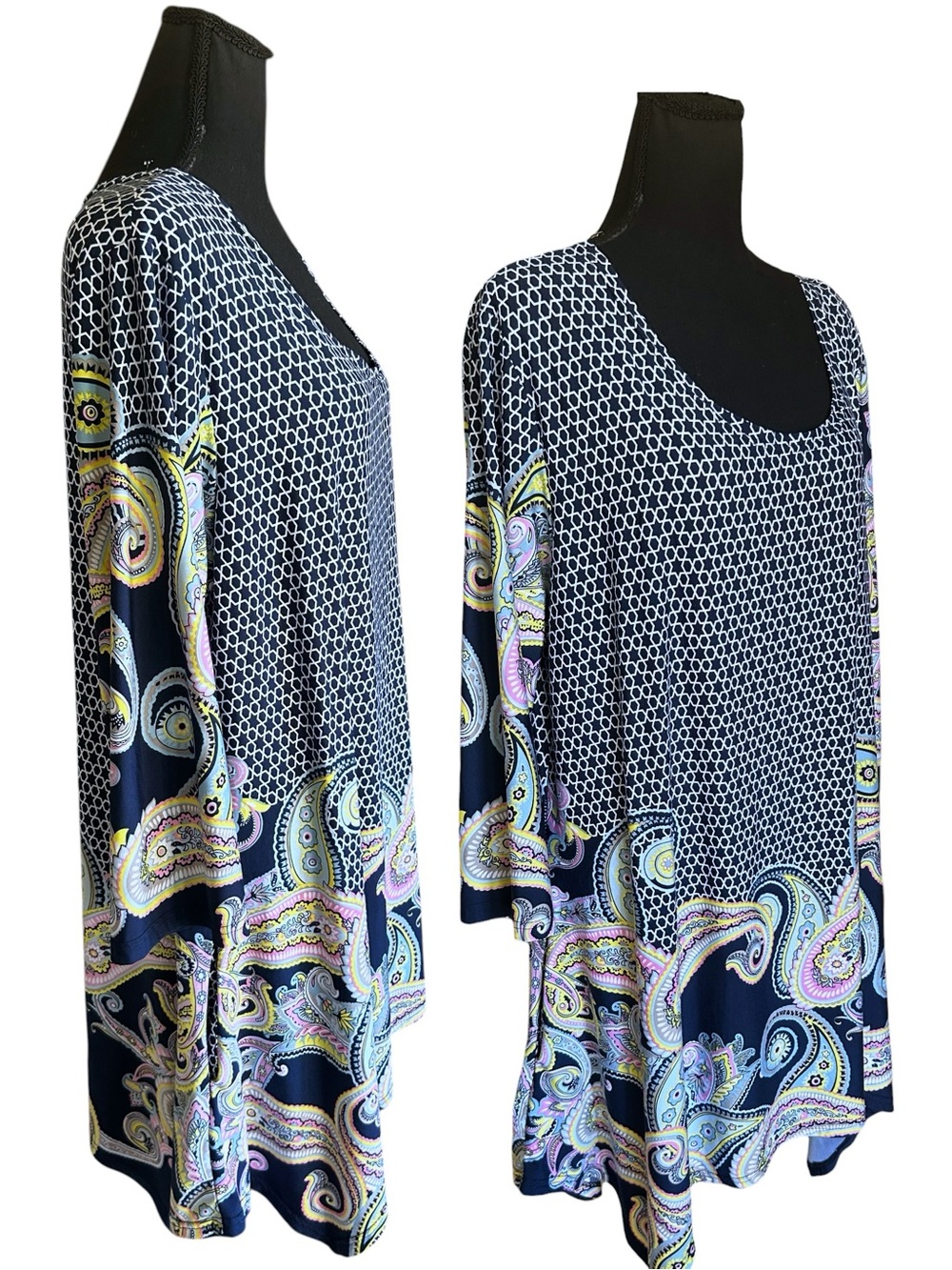 White Mark Tegan Paisley Swing Tunic with Yellow & Pink Accents 3XL - Picture 5 of 11